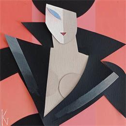 Peinture Black smoking par Gustavsen Karl | Tableau Matiérisme Bois Scènes de vie