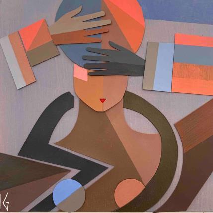 Peinture Naomi par Gustavsen Karl | Tableau Matiérisme Bois, Carton, Collage Portraits