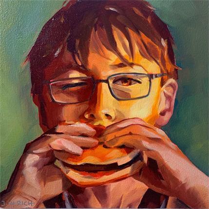 Peinture Burger time par Ulrich Julia | Tableau Figuratif bois, Huile Portraits, scènes de vie