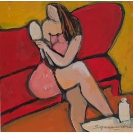 Pintura Le boudoir por Signamarcheix Bernard | Pintura Figurative Acrylic, Ink Life style