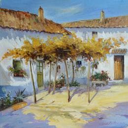 Pintura Patio con parra por Cabello Ruiz Jose | Pintura Figurative Oil Landscapes