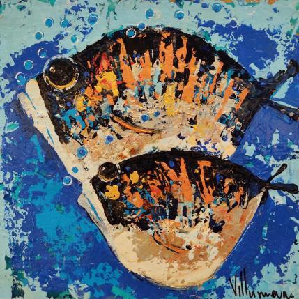 Peinture Duo par Villanueva Puigdelliura Natalia | Tableau Figuratif Bois, Huile Animaux, Marine