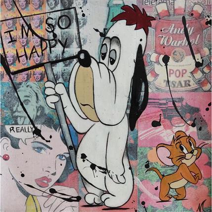 Painting HAPPY by Marie G.  | Painting Pop-art Pop icons