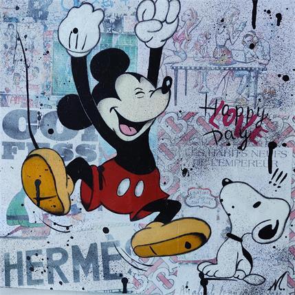 Peinture HAPPY LOVE  par Marie G.  | Tableau Pop-art Bois Icones Pop