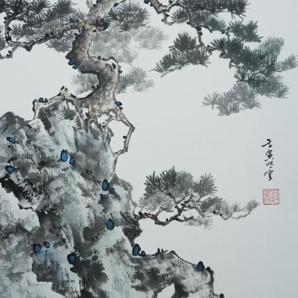 Peinture Pinetree and cliff par Du Mingxuan | Tableau Figuratif Aquarelle, Encre Nature, Paysages