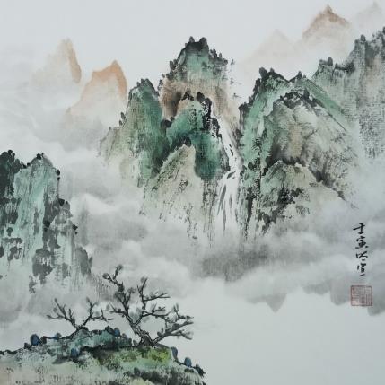 Peinture Mountain spring par Du Mingxuan | Tableau Figuratif Aquarelle, Encre Nature, Paysages