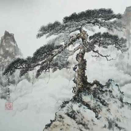 Peinture Standing on cliff par Du Mingxuan | Tableau Figuratif Aquarelle, Encre Nature, Paysages