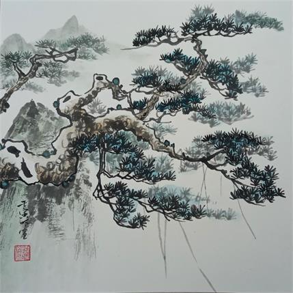 Peinture Pine tree par Du Mingxuan | Tableau Figuratif Aquarelle, Encre Nature, Paysages