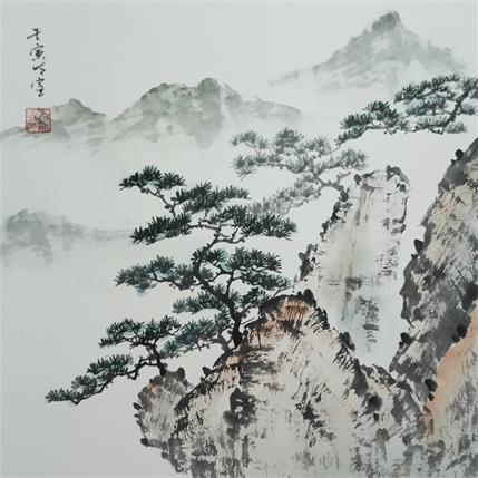 Peinture Pine tree and mountains par Du Mingxuan | Tableau Figuratif Aquarelle, Encre Nature, Paysages