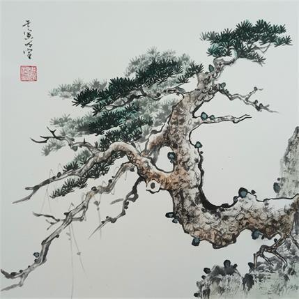 Peinture Pine tree par Du Mingxuan | Tableau Figuratif Aquarelle, Encre Nature, Paysages