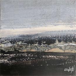 Painting Contraste matière by Escolier Odile | Painting Abstract Acrylic, Cardboard, Sand Black & White