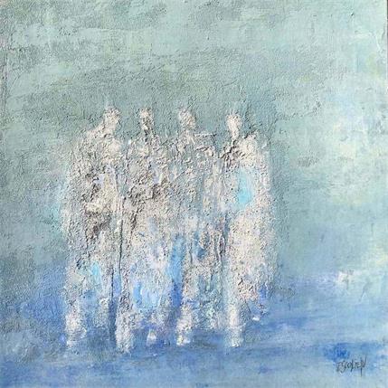 Peinture Devant l'infini bleu par Escolier Odile | Tableau Art Singulier Acrylique, Carton, Sable