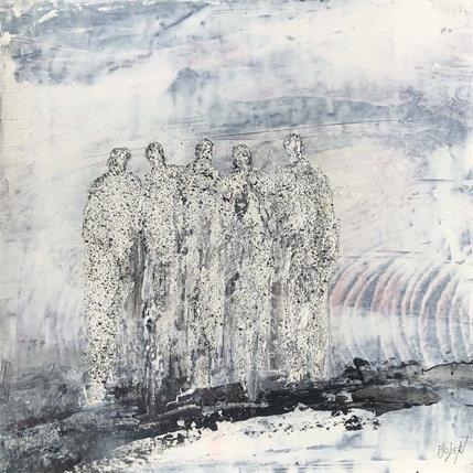 Peinture Être ensemble par Escolier Odile | Tableau Art Singulier Acrylique, Carton, Sable Noir & blanc