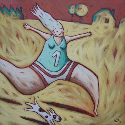 Peinture Run par Catoni Melina | Tableau Art naïf scènes de vie