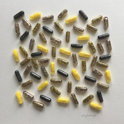 Peinture yellow pills par Marjot Emily Jane  | Tableau Matiérisme Minimaliste
