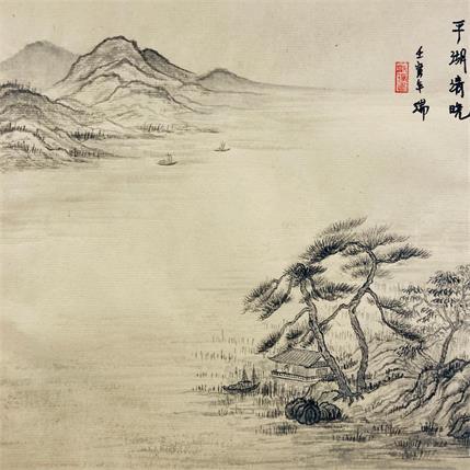 Peinture Lake at dawn / lac à l'aube par Amblard Rui | Tableau Figuratif Aquarelle Paysages, scènes de vie