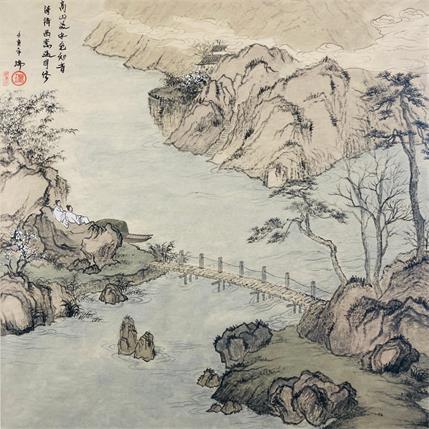 Peinture The frienship between getleman like a light flowing water , pure and long - lasting par Amblard Rui | Tableau  Aquarelle