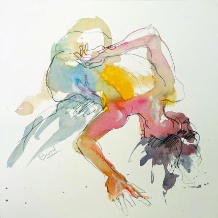Peinture Marine une main dans le dos  par Brunel Sébastien | Tableau Figuratif Aquarelle Nu