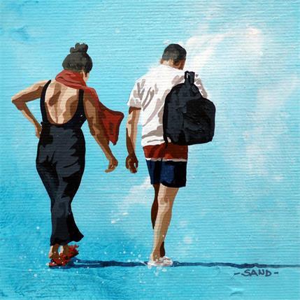 Peinture duo sur ciel par Sand | Tableau Figuratif Acrylique Scènes de vie