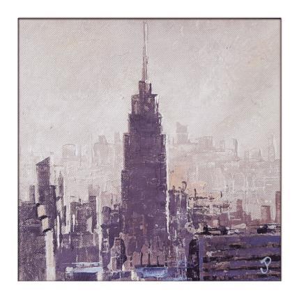 Peinture NYC soir par Poumès Jérôme | Tableau Figuratif Acrylique Urbain