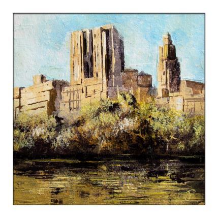 Peinture Central Park lac par Poumès Jérôme | Tableau Figuratif Acrylique Urbain