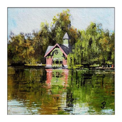 Peinture Central Park lac 2 par Poumès Jérôme | Tableau Figuratif Acrylique Urbain
