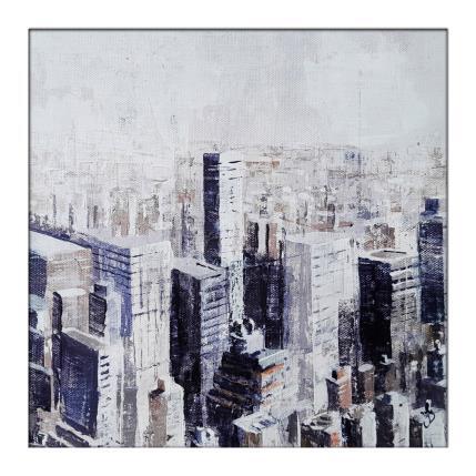 Peinture City from sky par Poumès Jérôme | Tableau Figuratif Acrylique Urbain