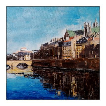 Peinture Un soir à Metz par Poumès Jérôme | Tableau Figuratif Acrylique Urbain