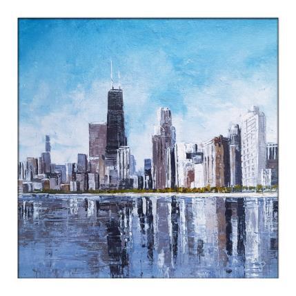Peinture Chicago skyline summer par Poumès Jérôme | Tableau Figuratif Acrylique Urbain