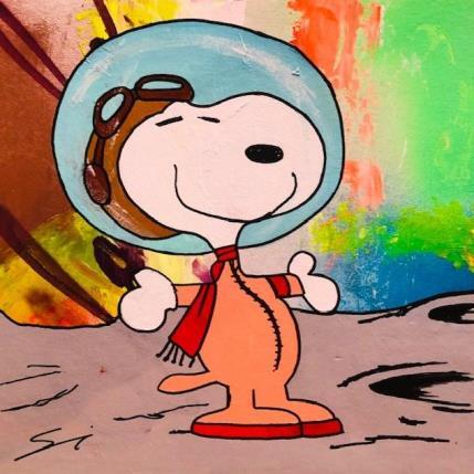 Peinture fist dog in the moon par Mestres Sergi | Tableau Pop-art Carton, Graffiti Icones Pop