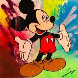 Painting mickey by Mestres Sergi | Painting Pop-art Cardboard, Graffiti Pop icons