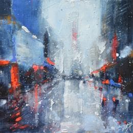 Pintura Time square snow por Solveiga | Pintura Figurative Acrylic Urban