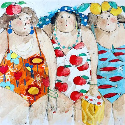 Peinture Les baigneuses par Colombo Cécile | Tableau Figuratif Acrylique, Pastel Portraits