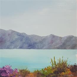 Painting au bord du lac by Bessé Laurelle | Painting Figurative Oil Landscapes, Marine, Pop icons