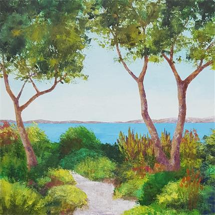Peinture Un jardin sur la mer par Bessé Laurelle | Tableau Figuratif Huile Marine, Paysages