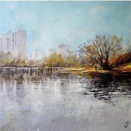 Pintura Central Park 2 por Poumès Jérôme | Pintura Figurative Acrylic Urban