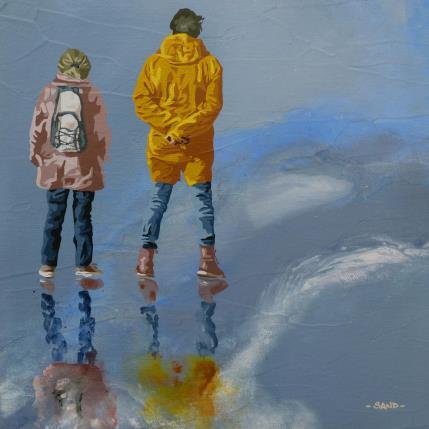 Peinture regarder venir l'orage par Sand | Tableau Figuratif Acrylique Scènes de vie