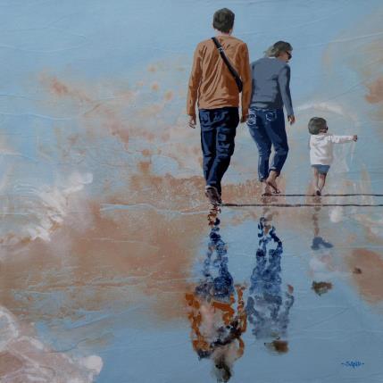 Peinture destination par là par Sand | Tableau Figuratif Acrylique Scènes de vie
