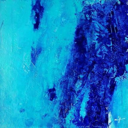Peinture Bleu de Lune par Teoli Chevieux Carine | Tableau Abstrait Acrylique Minimaliste
