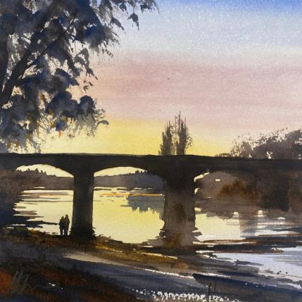 Peinture LA DORDOGNE par Jones Henry | Tableau Figuratif Aquarelle Paysages, Urbain