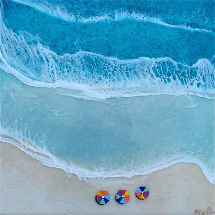 Peinture Playa Manuel Antonio par Aurélie Lafourcade painter | Tableau Figuratif Acrylique, Résine Marine, Minimaliste, Paysages
