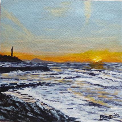 Peinture COUCHER DE SOLEIL A ANGLET par Bougouin Laurent | Tableau Figuratif Acrylique Marine