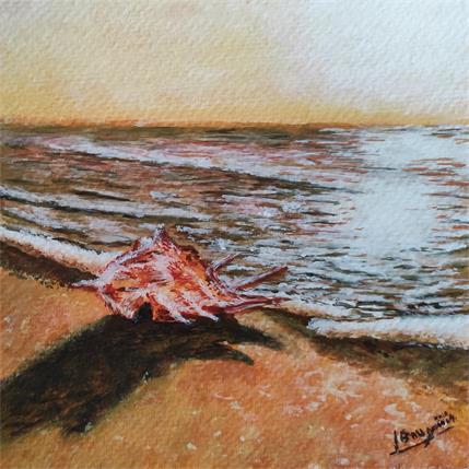 Peinture COQUILLAGE ORANGE par Bougouin Laurent | Tableau Figuratif Acrylique Marine