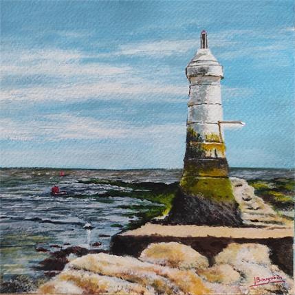 Peinture PHARE MARQUE PAR LES ALGUES par Bougouin Laurent | Tableau Figuratif Acrylique Marine