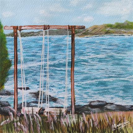Peinture BALANCOIRES AU BORD DE L’EAU par Bougouin Laurent | Tableau Figuratif Acrylique Marine