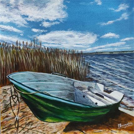 Peinture BARQUE VERTE par Bougouin Laurent | Tableau Figuratif Acrylique Marine
