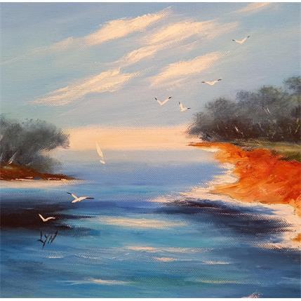 Peinture Les roches rouges par Lyn | Tableau Figuratif Huile Marine, Paysages