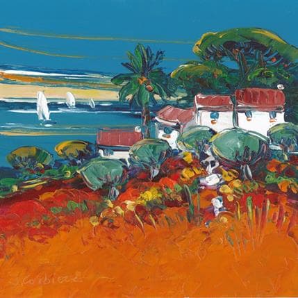 Painting Hameau des vacances by Corbière Liisa | Painting Figurative Oil Landscapes
