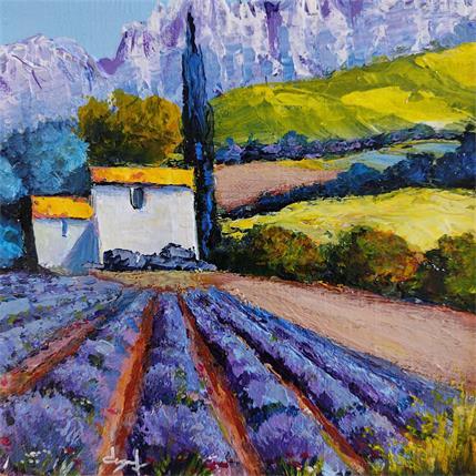 Peinture Lavandes et dentelles de Montmirail pour écrin par Degabriel Véronique | Tableau Figuratif Huile Nature, Paysages