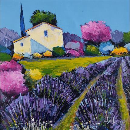 Peinture Lavandes en Provence par Degabriel Véronique | Tableau Figuratif Huile Nature, Paysages
